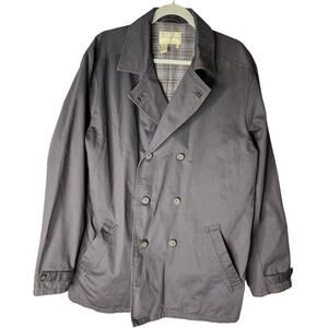 The Territory Ahead Double Breasted Flannel Lined Brown Gray Jacket Canvas Large